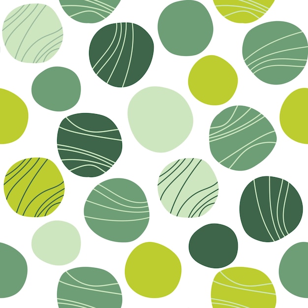 Doodle okręgi z falistymi liniami Abstrakcjonistyczny zielony bezszwowy wzór dla tekstyliów zawijających papierowe tkaniny