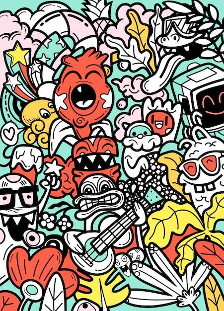 Doodle Ręcznie Rysowane Potwory