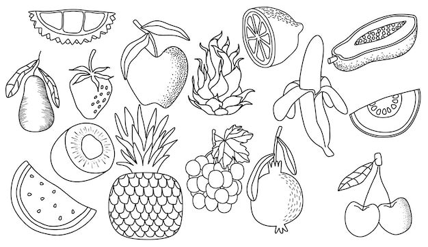 doodle ręcznie rysowane zbiór owoców