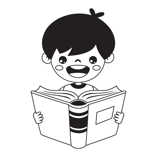 Plik wektorowy doodle rysunek dziecka czytanie książek