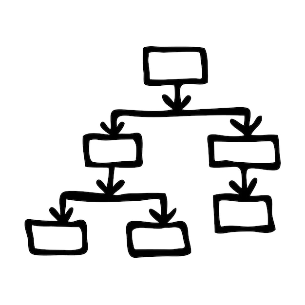 Doodle Schemat Drzewa Ręcznie Rysowane Z Czarną Linią