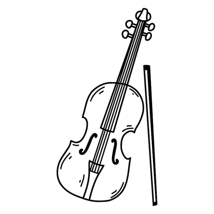 Wektor doodle skrzypce wektor szkic ilustracji instrumentu muzycznego czarny zarys sztuki na projektowanie stron internetowych ikona druku kolorowanki