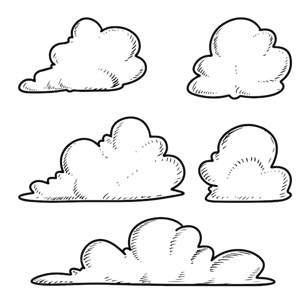 Plik wektorowy doodle styl szkic ręcznie rysowane chmury ilustracja kreskówka wektor dla koncepcji projektu