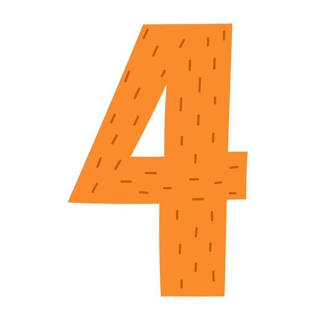 Plik wektorowy doodle symbol numer cztery dla dzieci krzywe liczby dla przedszkolaków kolorowy numer 4