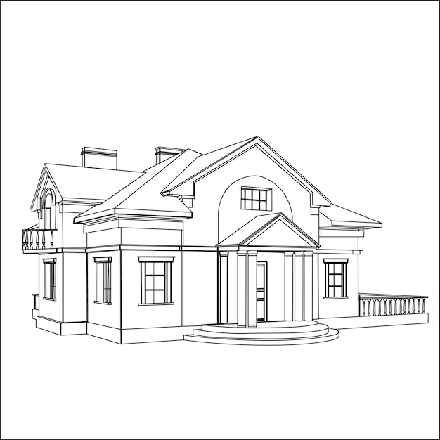 Plik wektorowy doodle szkic projektu domu na białym tle