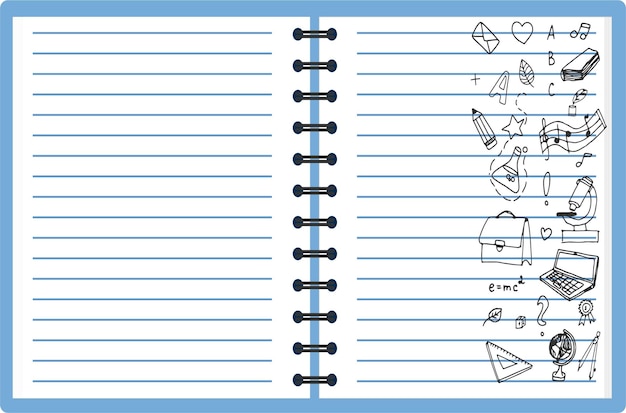 Plik wektorowy doodle szkoły na stronie notebooka plik tła wektora