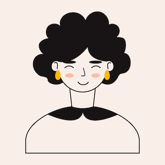 Doodle twarz uśmiechniętej kobiety avatar dla mediów społecznościowych twarz ludzi sztuki linii na białym tle