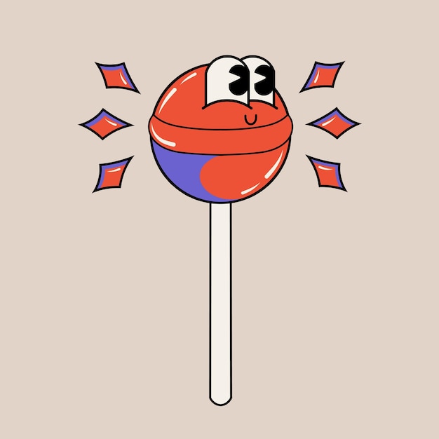 Doodle urocza ilustracja postaci naklejka lizaka