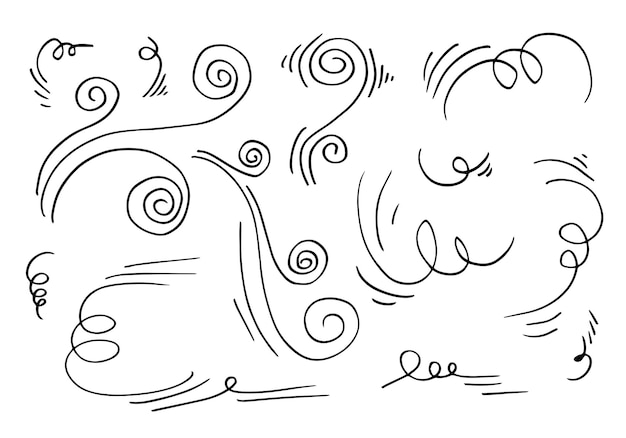 Doodle wiatr ilustracja wektor ręcznie rysowane styl na białym tle.