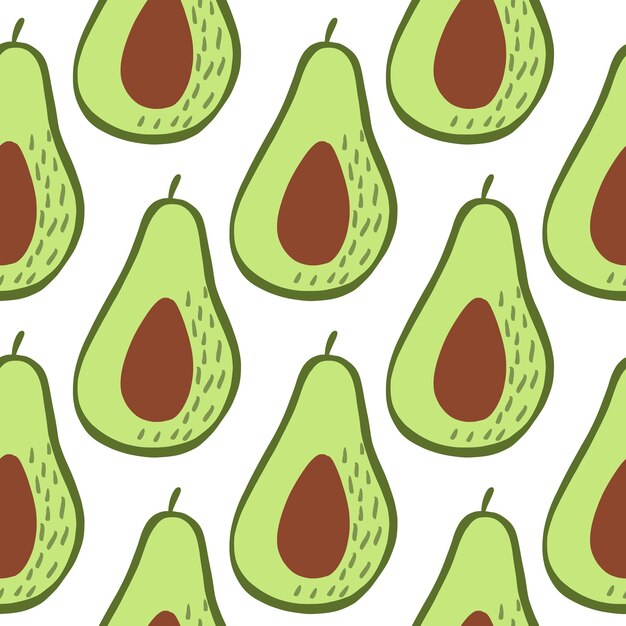 Doodle wzór awokado. Ręcznie rysowane tło botaniczne.
