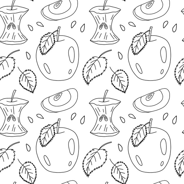 Doodle wzór jabłko Ręcznie rysowane plasterek jabłek wzór