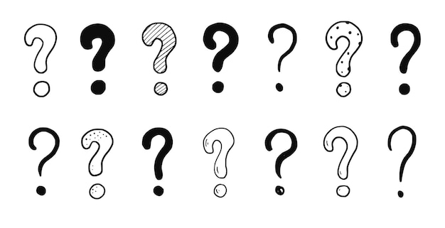 Doodle znak zapytania zestaw znaków ręcznie rysowane styl szkic zapytać znak znak zapytania izolowany