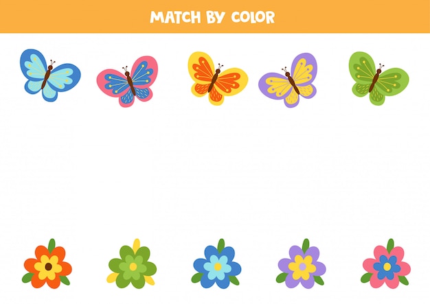 Dopasuj Kolorowe Motyle I Kwiaty Według Kolorów.