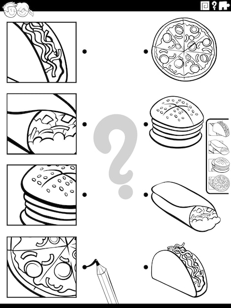 Dopasuj Obiekty żywnościowe I Wycinki Gry Kolorowanka