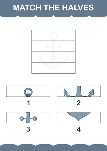 Dopasuj Połówki Arkusza Kotwicy Dla Dzieci