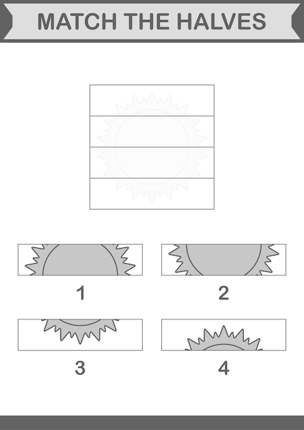 Dopasuj Połówki Arkusza Sun Worksheet Dla Dzieci