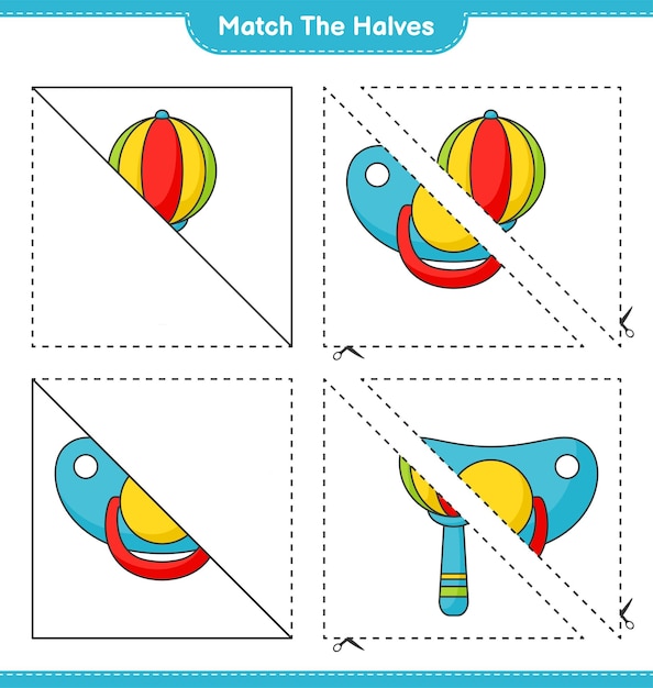 Dopasuj Połówki Dopasuj Połówki Grzechotki Dla Dzieci I Smoczka Edukacyjna Gra Dla Dzieci
