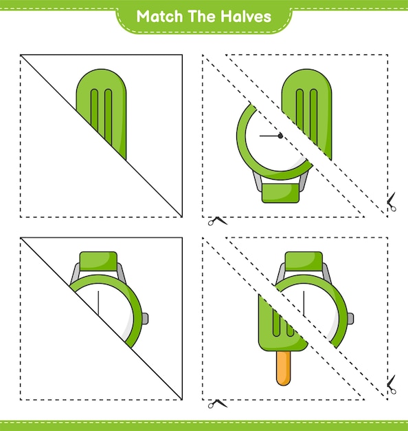 Dopasuj Połówki Dopasuj Połówki Lodów I Zegarków Gra Edukacyjna Dla Dzieci