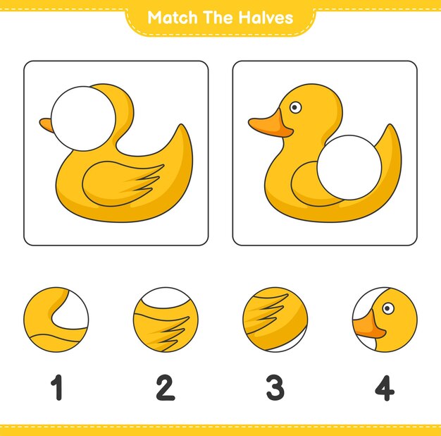 Dopasuj Połówki Dopasuj Połówki Rubber Duck Gra Edukacyjna Dla Dzieci Do Wydrukowania