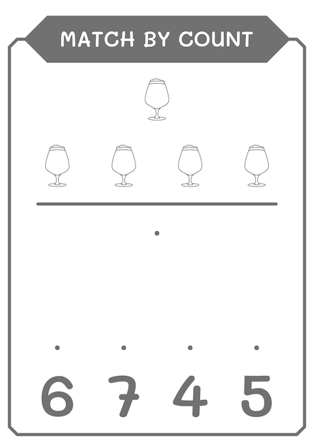 Dopasuj Według Liczby Gry Piwo Dla Dzieci Ilustracja Wektorowa Arkusz Do Druku
