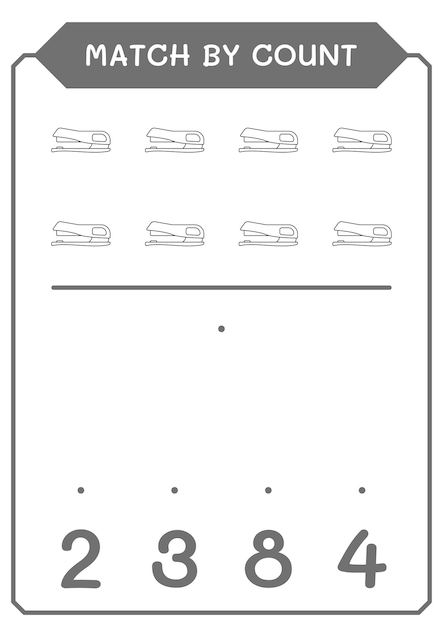 Dopasuj Według Liczby Zszywacza Gra Dla Dzieci Ilustracja Wektorowa Arkusz Do Wydrukowania