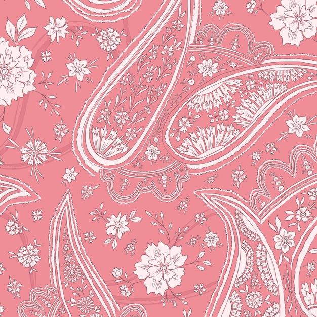 Plik wektorowy dość różowy wzór kwiatowy paisley