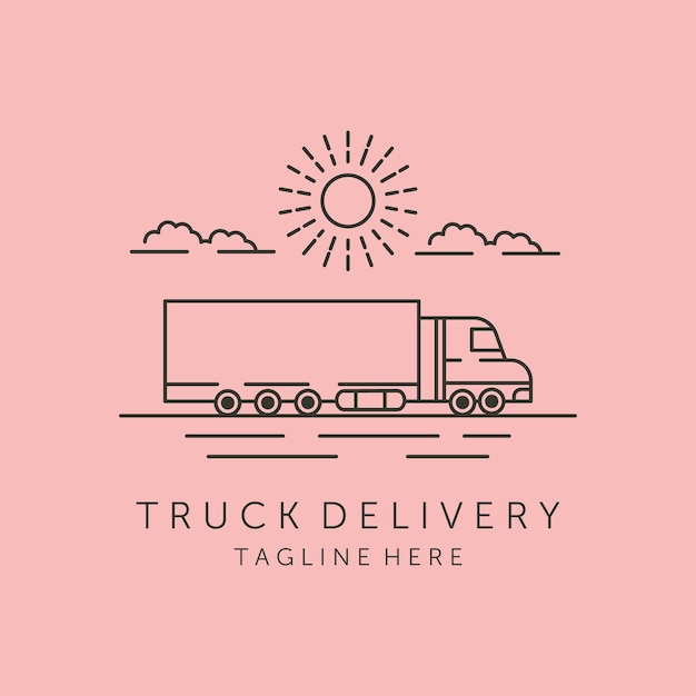 Plik wektorowy dostawa ciężarówek i światło słoneczne ikona linii logo wektor symbol ilustracja projekt