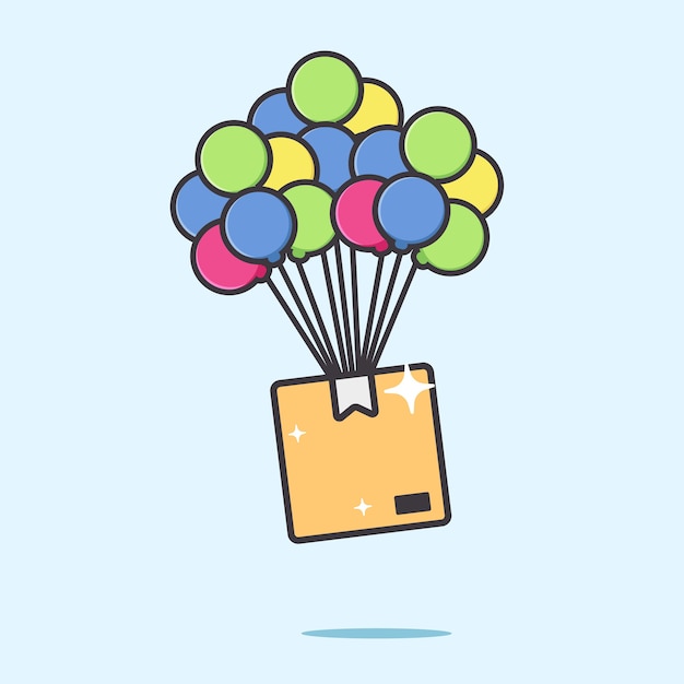 Plik wektorowy dostawa paczki z powietrza przez balon ilustracji