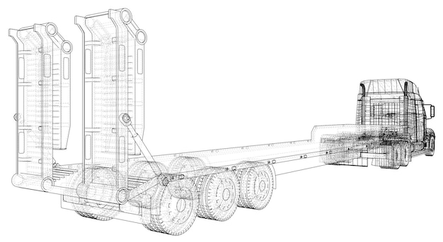 Plik wektorowy dostawa samochodów semi truck trailer model szkieletowy eps10 format renderowania wektorowego 3d