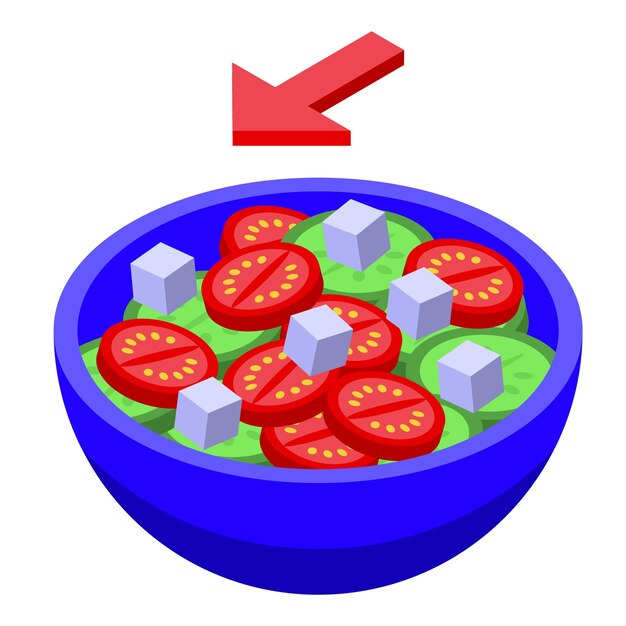 Plik wektorowy dostawa świeżej miski sałatkowej ikona wektor izometryczny pakiet spożywczy