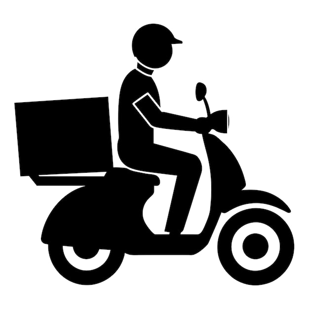 Dostawca niosący pudełko na motocyklu sylwetka wektorowa sylwetka 2