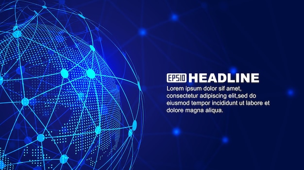 Dot line link cyfrowy skład ziemi ciemnoniebieski efekt technologii elementów wektora ziemi