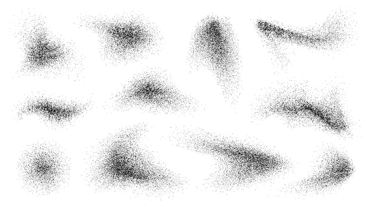 Wektor dotwork abstrakcyjne kształty tekstura czarnego ziarna abstrakcyjny gradient efektu kropkowanego piasku z kropek