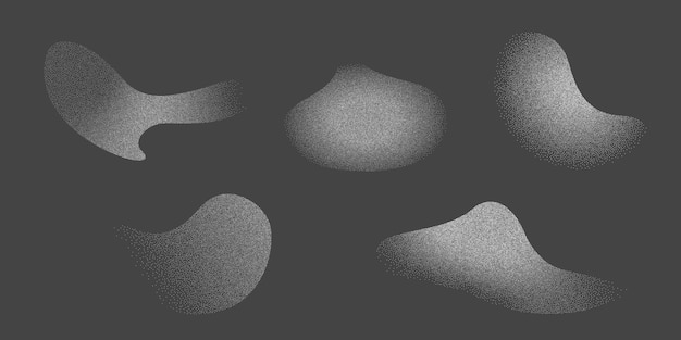 Dotwork abstrakcyjny hałas płynny ziarno gradient elementy Pointillism wzór zestaw kształtów kropkowych