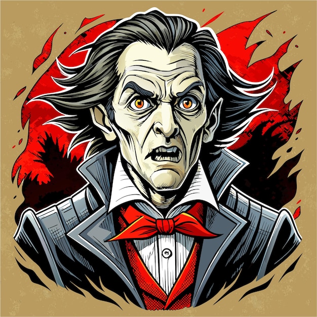 Plik wektorowy dracula frankenstein zombie potwór wampiryczny ręcznie narysowany bohater kreskówki naklejka koncepcja ikony