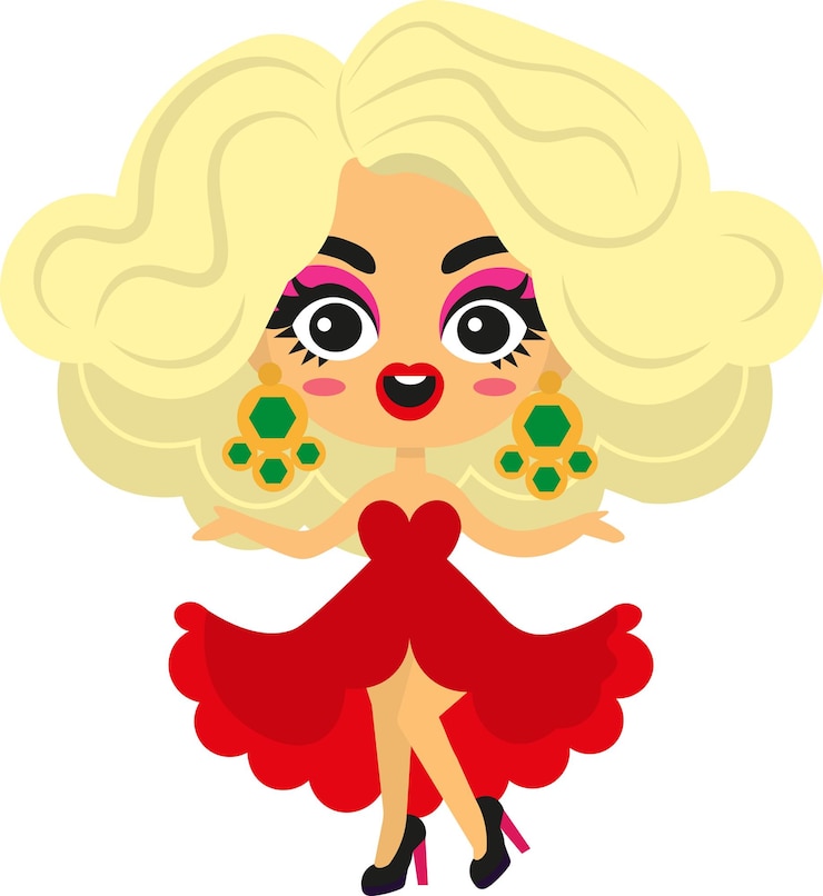 Wektor drag queen artystka diva urocza ilustracja