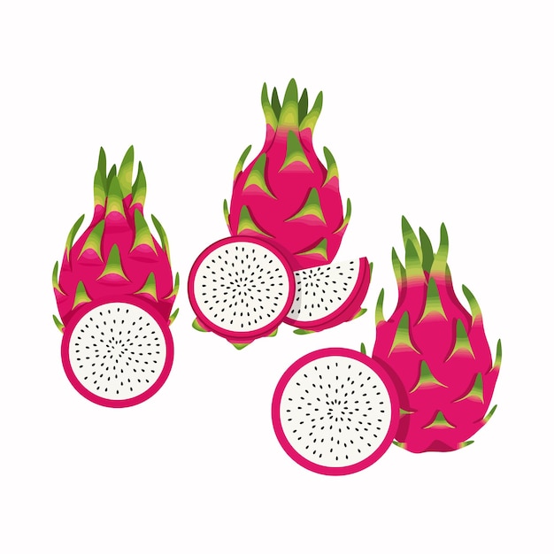 Dragon Fruit Slices and Whole Fruits