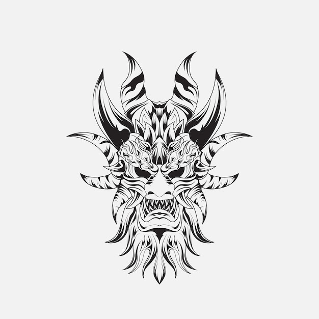 Dragon Head Tatuaże monochromatyczna czarno-biała mitologia i fantastyczne stworzenie