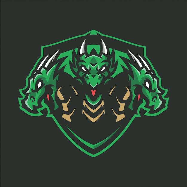 Dragon Hydra Mascot Head Sport Logo