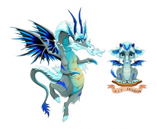 Dragon of Air Element, szczeniak i dorosły