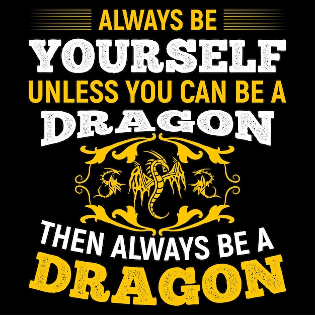 Dragon Typografia T-shirt Projekt Wektor Szablon