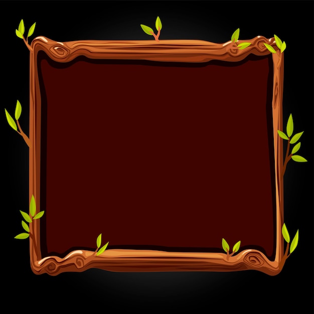 Plik wektorowy drewniana brązowa tablica z liśćmi dla ilustracji do gry