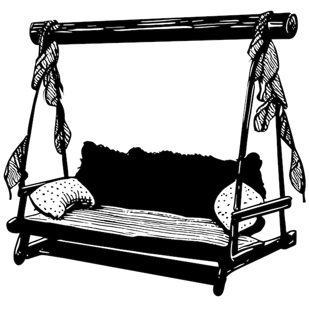 Plik wektorowy drewniana ławka z poduszkami i kocem