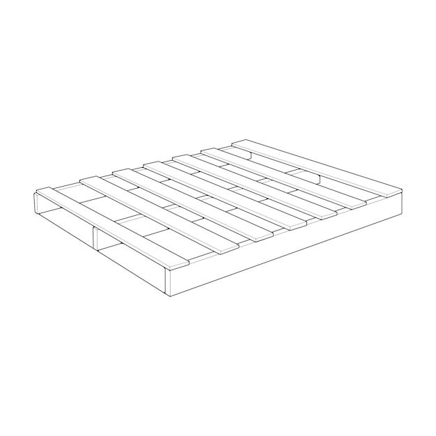 Plik wektorowy drewniana paleta wektor ilustracja na białym tle izolowany zarys izometryczny pojemnik na drewno izometryczny wektor zarys drewniana paleta