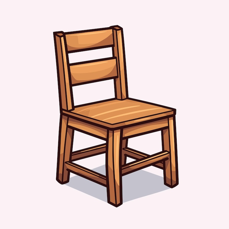 Wektor drewniane krzesło izolowane na białym wzorze ikony ilustracji wektorowej