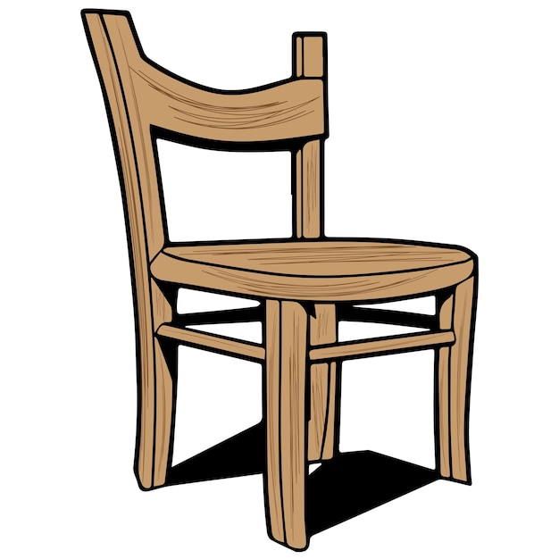 Drewniane Krzesło Z Kreskówek W Wektorze