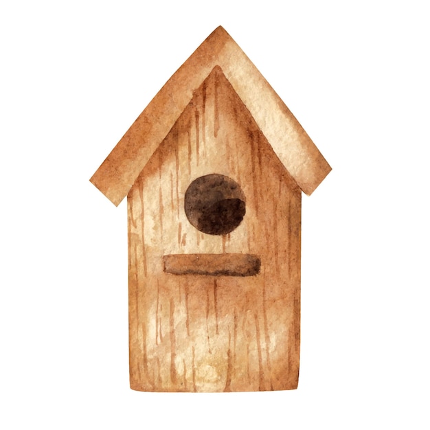 Drewniany Element Akwarela Birdhouse