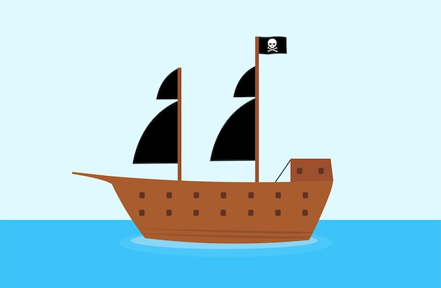 Drewniany statek piracki na morzu