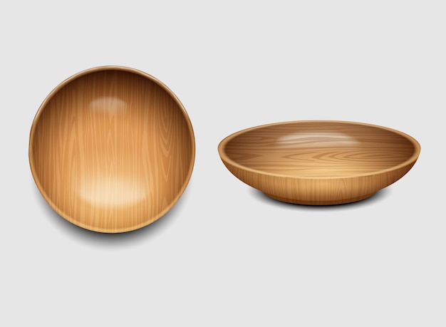 drewniany zestaw realistycznych ilustracji wektorowych 3D