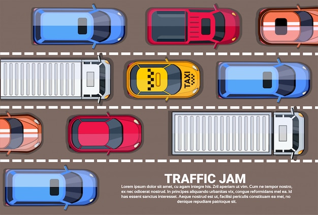 Droga Pełna Samochodów I Ciężarówek Górny Kąt Zobacz Korki Na Autostradzie